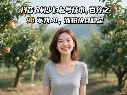 抖音农村少妇起号技术，百分之98不判AI，涨粉快且稳定-菜菜网创