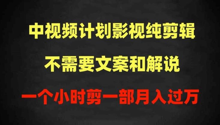 中视频计划影视纯剪辑，不需要文案和解说，一个小时剪一部，100%过原创月入过万【揭秘】-菜菜网创