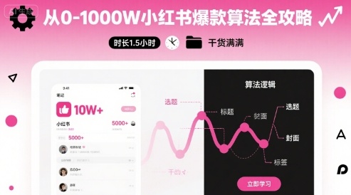 从0-1000W小红书爆款算法全攻略，时长1.5小时，干货满满-菜菜网创