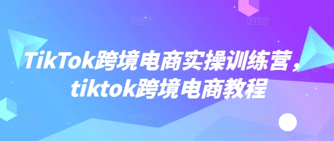 TikTok跨境电商实操训练营，tiktok跨境电商教程-菜菜网创