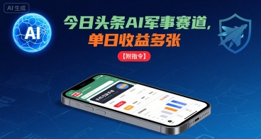 今日头条AI军事赛道，单日收益多张 ，手机可做【附指令】-菜菜网创