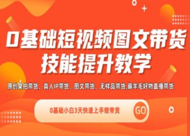 0基础短视频图文带货实操技能提升教学(直播课+视频课),0基础小白3天快速上手做带货-菜菜网创