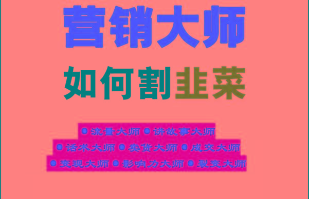 《营销大师如何割韭菜》禁止外传的大师绝学电子书-菜菜网创