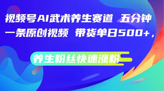 视频号AI武术养生赛道，五分钟一条原创视频，带货单日几张，养生粉丝快速涨粉【揭秘】-菜菜网创