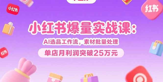 （15462期）小红书爆量实战课：AI选品工作流，素材批量处理，单店月利润突破25万元-菜菜网创