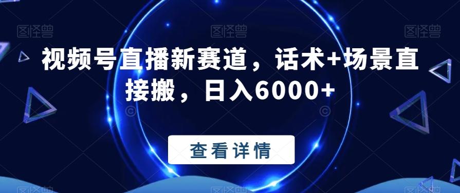 视频号直播新赛道，话术+场景直接搬，日入6000+-菜菜网创
