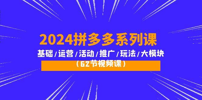 (10019期)2024拼多多系列课：基础/运营/活动/推广/玩法/大模块(62节视频课)-菜菜网创
