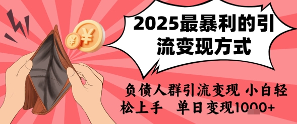 2025年最暴利的引流变现方式，负债人群引流变现，小白轻松上手，日入1k-菜菜网创