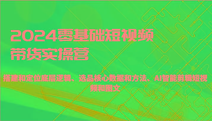 2024零基础短视频带货实操营-搭建和定位底层逻辑、选品核心数据和方法、AI智能剪辑-菜菜网创