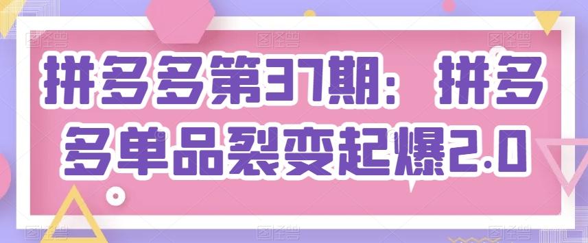 拼多多第37期：拼多多单品裂变起爆2.0-菜菜网创