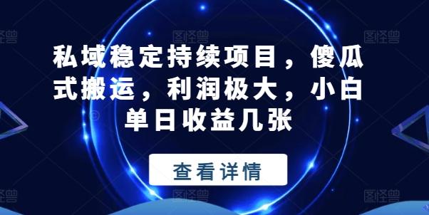 私域稳定持续项目，傻瓜式搬运，利润极大，小白单日收益几张【揭秘】-菜菜网创