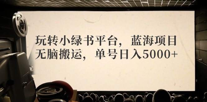 玩转小绿书平台，蓝海项目，无脑搬运，单号日入5000+-菜菜网创