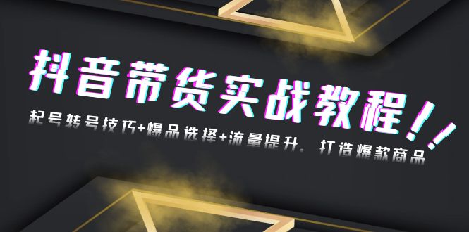 抖音带货实战教程：起号转号技巧+爆品选择+流量提升，打造爆款商品-菜菜网创