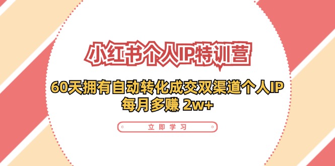 小红书个人IP陪跑营：两个月打造自动转化成交的多渠道个人IP，每月收入2w+(30节)-菜菜网创