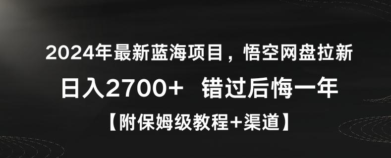 2024年最新蓝海项目，悟空网盘拉新，日入2700+错过后悔一年【附保姆级教程+渠道】【揭秘】-菜菜网创