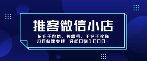 推客微信小店依托于微信、视频号，手把手教你如何快速变现 轻松日入1k+【揭秘】-菜菜网创