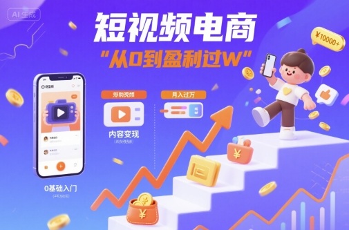 短视频电商：短视频变现从0到盈利过W-菜菜网创