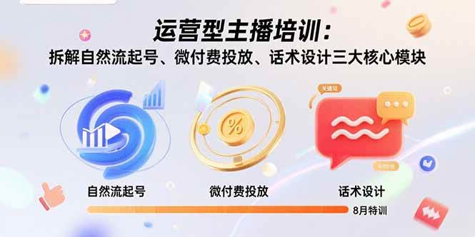 （15654期）运营型主播培训：拆解自然流起号、微付费投放、话术设计三大核心模块-8月-菜菜网创