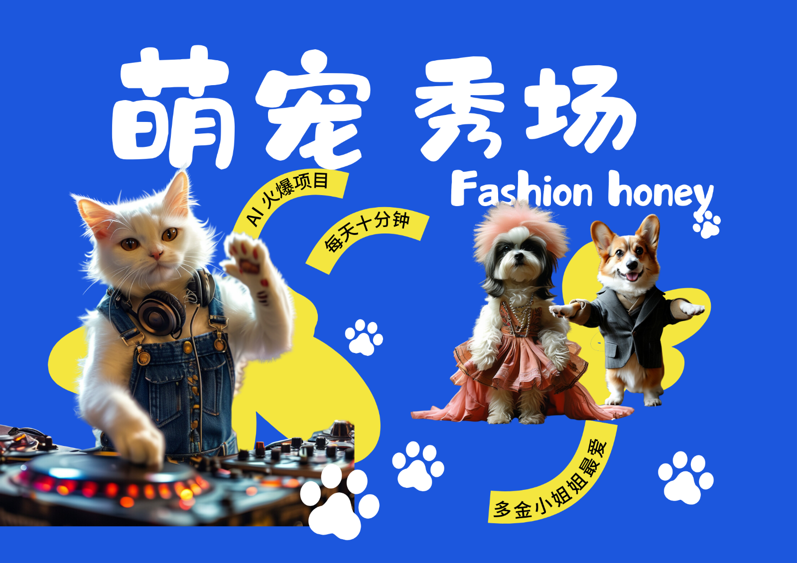 酷飒动物跳舞走秀 时尚喵FASHION汪 多金小姐姐最爱的 轻松月入破W-菜菜网创
