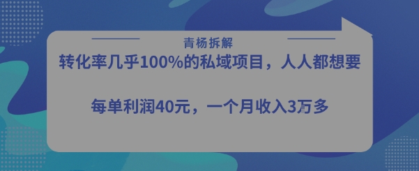 转化率最高的私域项目，每单利润40-50米，月入过1w-菜菜网创