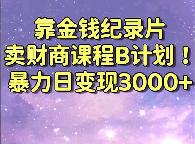 靠金钱纪录片卖财商课程B计划！暴力日变现3000+，喂饭式干货教程！-菜菜网创