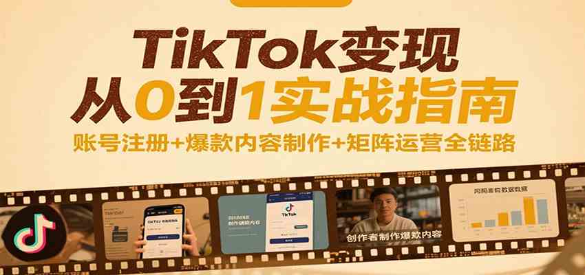 TikTok变现从0到1实战指南：账号注册+爆款内容制作+矩阵运营全链路-菜菜网创