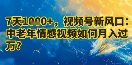 7天收益1k+，视频号新风口：中老年情感视频如何月入过W?-菜菜网创