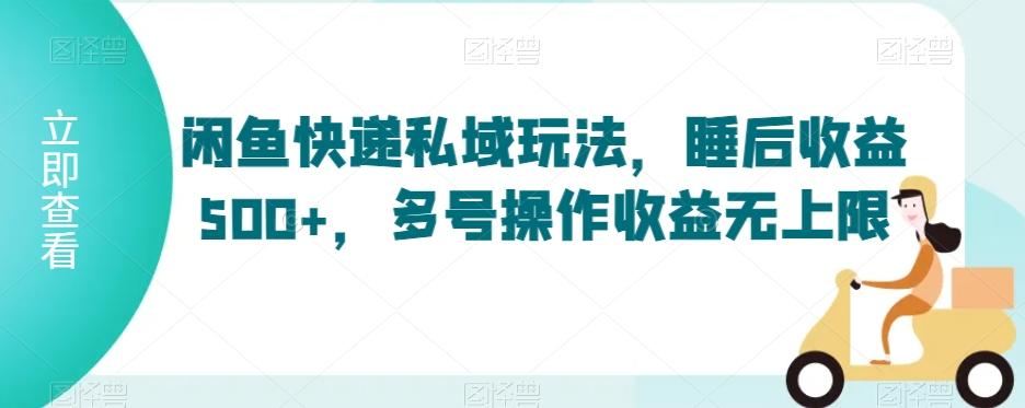闲鱼快递私域玩法，睡后收益500+，多号操作收益无上限【揭秘】-菜菜网创