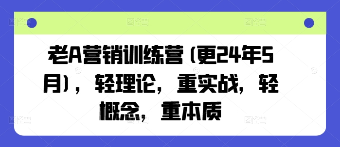 老A营销训练营(更24年12月)，轻理论，重实战，轻概念，重本质-菜菜网创