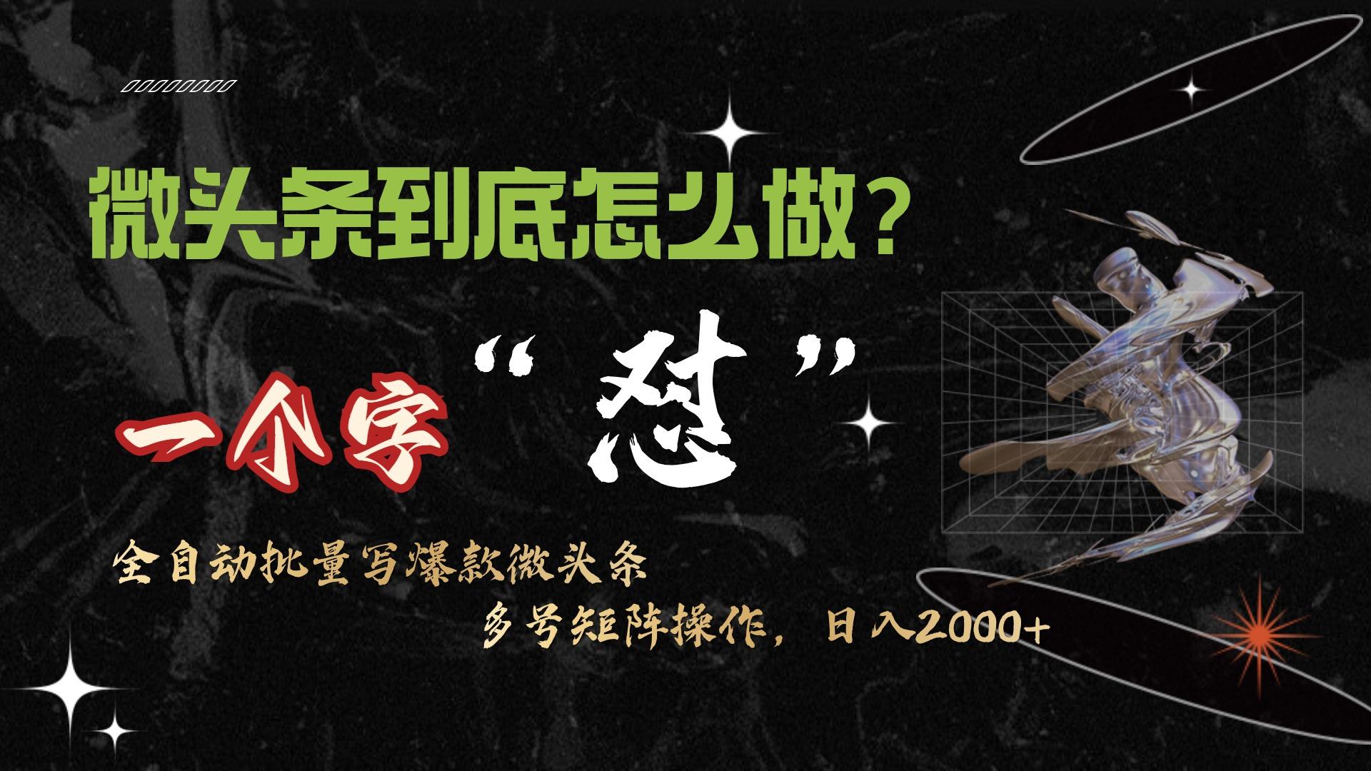 (9809期)微头条最新最强连怼操作，10分钟50条，真正解放双手，月入1w+-菜菜网创