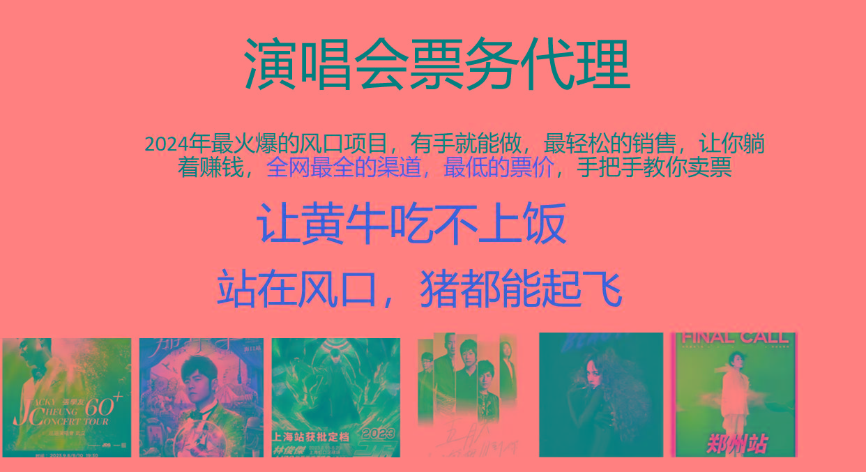 2024年最火爆风口项目，演唱会票务代理，日入2000+，一部手机就能搞定！-菜菜网创