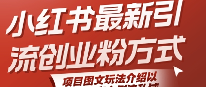 小红书最新引流创业粉方式，项目图文玩法介绍以及如何安全倒流私域-菜菜网创