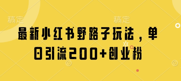 最新小红书野路子玩法，单日引流200+创业粉-菜菜网创