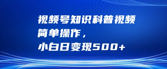 视频号知识科普视频，简单操作，小白日变现500+【揭秘】-菜菜网创
