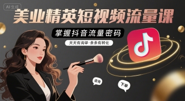 美业精英短视频流量课，掌握抖音流量密码，天天有询单，条条有转化-菜菜网创