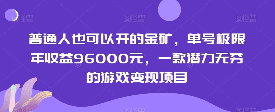 普通人也可以开的金矿，单号极限年收益96000元，一款潜力无穷的游戏变现项目【揭秘】-菜菜网创