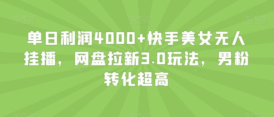 单日利润4000+快手美女无人挂播，网盘拉新3.0玩法，男粉转化超高【揭秘】-菜菜网创