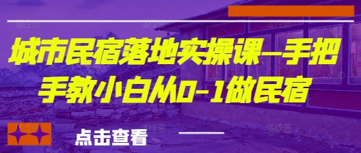 城市民宿落地实操课—手把手教小白从0-1做民宿-菜菜网创