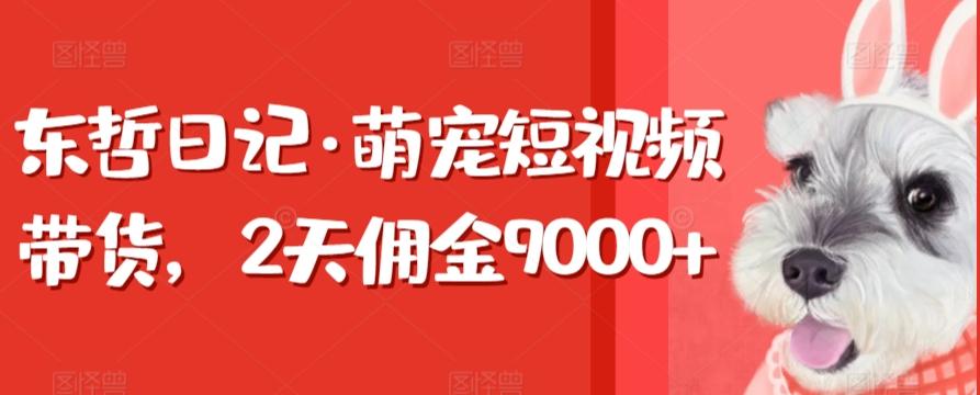 东哲日记·萌宠短视频带货，2天佣金9000+-菜菜网创