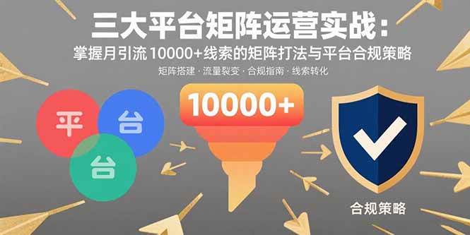 （15841期）三大平台矩阵运营实战：掌握月引流10000+线索的矩阵打法与平台合规策略-菜菜网创