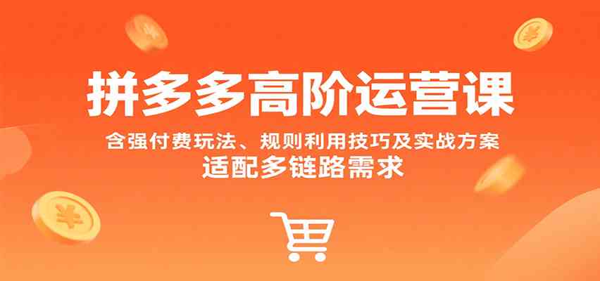 拼多多高阶运营课，含强付费玩法、规则利用技巧及实战方案，适配多链路需求-菜菜网创