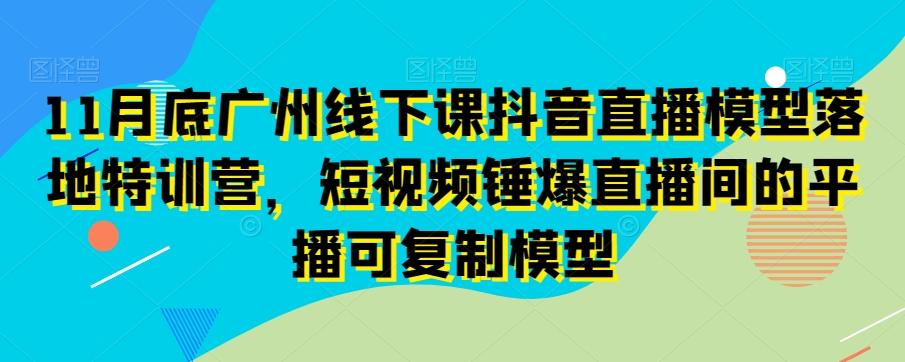 11月底广州线下课抖音直播模型落地特训营，短视频锤爆直播间的平播可复制模型-菜菜网创