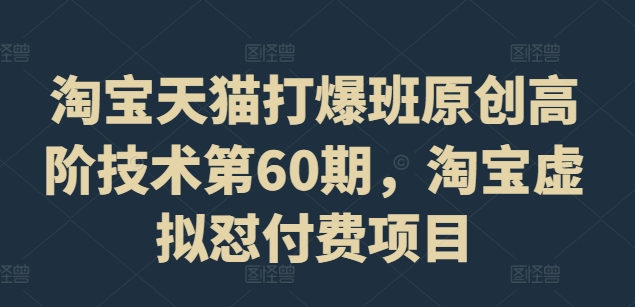 淘宝天猫打爆班原创高阶技术第60期，淘宝虚拟怼付费项目-菜菜网创