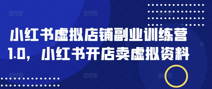 小红书虚拟店铺副业训练营1.0，小红书开店卖虚拟资料-菜菜网创