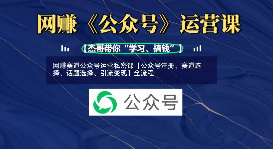 网创赛道公众号运营私密课【公众号注册、赛道选择、话题选择、引流变现】全流程-菜菜网创