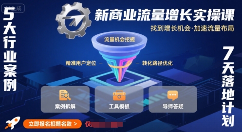 新商业流量增长实操课，找到增长机会，加速流量布局-菜菜网创