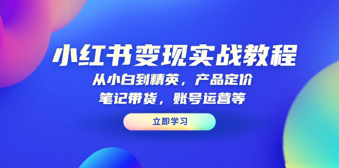 小红书变现实战教程：从小白到精英，产品定价，笔记带货，账号运营等-菜菜网创
