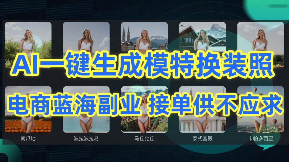 AI制作一键生成模特换装照，电商蓝海副业，接单供不应求-菜菜网创