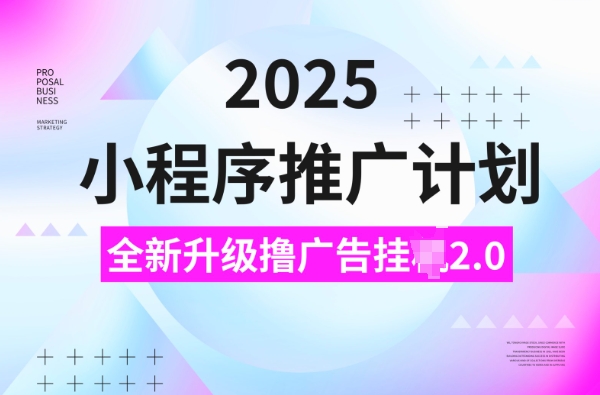 2025小程序推广计划，撸广告挂JI3.0玩法，日均5张【揭秘】-菜菜网创
