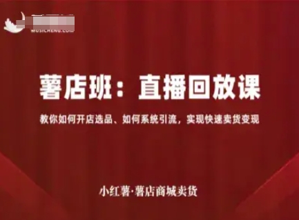 小红薯薯店商城卖货直播回放课，教你如何开店选品、如何系统引流，实现快速卖货变现-菜菜网创